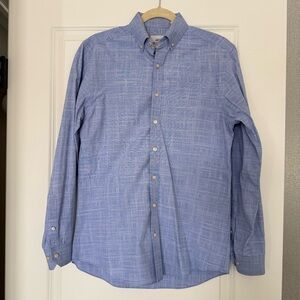 Ben Sherman Light Blue Patterned Tailored- Slim Fit Button-Down Shirt 15 32-33